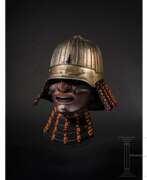 Overview. Suji Fukurin Kabuto mit Mempo, Japan, frühe Edo-Periode