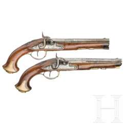 Ein Paar aptierter Perkussionspistolen, Frankreich, um 1800