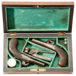 Ein Paar Perkussionsterzerole im Kasten, Smith, Sheffield, um 1850