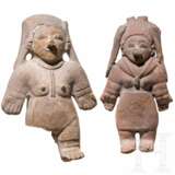 Zwei präkolumbische weibliche Tonfiguren, Ekuador, wohl 500 - 1500 n. Chr. - Foto 1