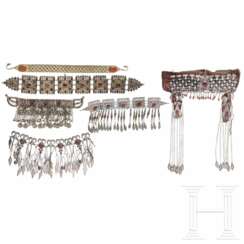 Sechs Teile Kopfschmuck, Turkmenistan, um 1900