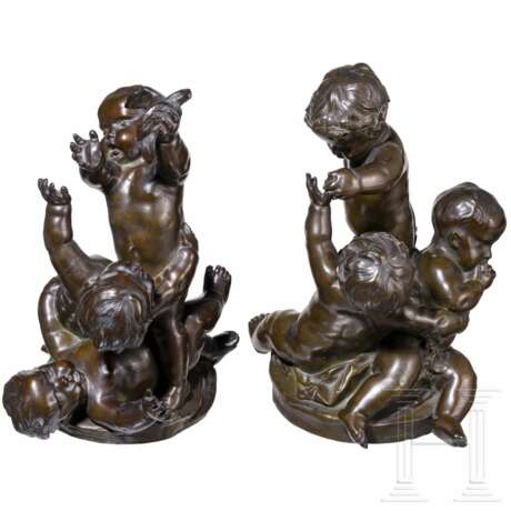 Zwei bronzene Puttigruppen als Allegorien "Herbst" und "Frühling", 19. Jhdt. - photo 1