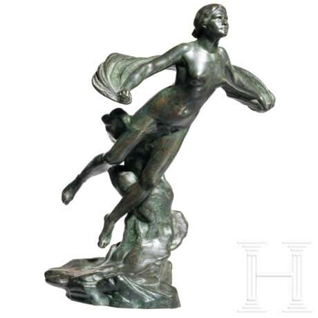 Bronze einer Fliegenden, Gießerei Ferdinand Barbedienne nach einem Entwurf von Gustave Michel (1851 - 1924), Paris, datiert 1952 - photo 1