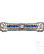 Обзор. Stabbrosche mit Saphiren und Diamant