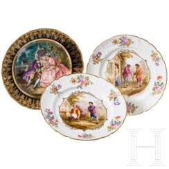 Drei Teller, einer Meissen um 1880, zwei wohl Meissen, 19. Jhdt.