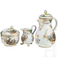 Dreiteiliges Kaffeeservice, Meissen, um 1810