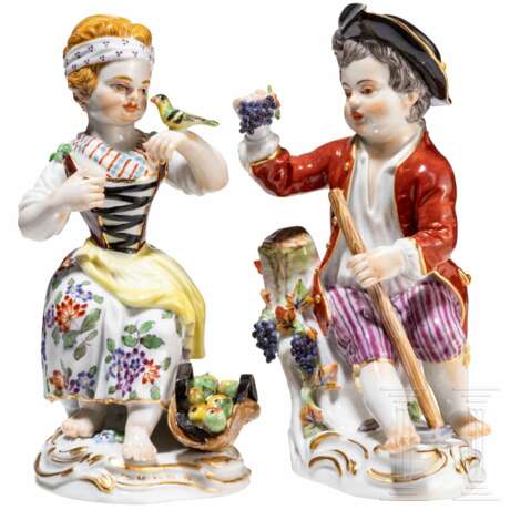 Zwei Gärtnerkinder als Gegenstücke, Johann Joachim Kaendler, um 1750 (Entwurf), Meissen, 20. Jhdt. (Ausführung) - photo 1