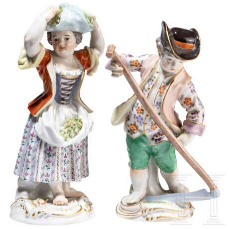 Zwei Gärtnerkinder als Gegenstücke, Johann Joachim Kaendler, um 1750 (Entwurf), Meissen, 20. Jhdt. (Ausführung) - photo 1
