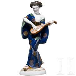 Japanerin mit Mandoline aus dem Hochzeitszug, Adolf Amberg, 1908-10 (Entwurf), KPM, 1910
