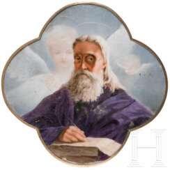 Große Porzellan-Bildplatte mit Evangelist Matthäus, 20. Jhdt.