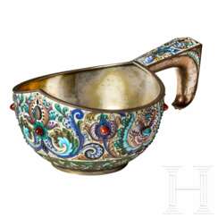 Großer Cloisonné-Email-Kowsch, Russland, Moskau, Feodor Rückert, 1896-1908