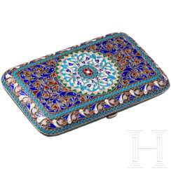 Cloisonné-Email-Zigarettenetui, Russland, gestempelt Moskau, Pawel Owtschinnikow, um 1890