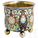 Cloisonné-Email-Kugelfußbecher, Russland, 20. Jhdt. - Foto 1