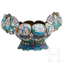 Große Cloisonne-Email-Henkelschale, 20. Jhdt.