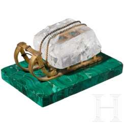 Briefbeschwerer "Schlitten auf Malachitsockel", Russland, 20. Jhdt.