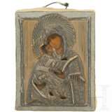 Kleine Ikone mit der Gottesmutter von Wladimir (Wladimirskaja) mit Filigranoklad, Russland, 19. Jhdt. - photo 1