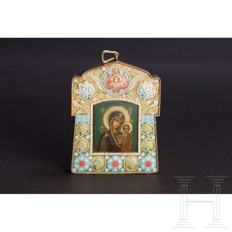 Cloisonné-Email-Ikone mit der Gottesmutter von Kasan, Russland, Moskau, Iwan Chlebnikow, 1908 - 1917 - фото 1 Cloisonné-Email-Ikone mit der Gottesmutter von Kasan, Russland, Moskau, Iwan Chlebnikow, 1908 - 1917 - фото 1