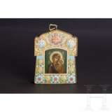 Cloisonné-Email-Ikone mit der Gottesmutter von Kasan, Russland, Moskau, Iwan Chlebnikow, 1908 - 1917 - фото 1