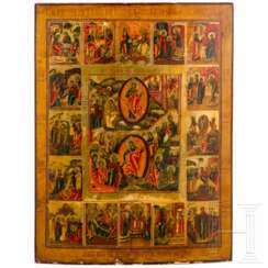 Große erweiterte Festtagsikone, Russland, 19. Jhdt.
