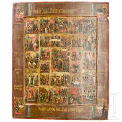 Großformatige,erweiterte Festtagsikone mit den Evangelisten, Russland, 19. Jhdt.