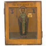 Ikone mit dem Heiligen Nikolaus von Moschaisk, Russland, 19. Jhdt. - photo 1