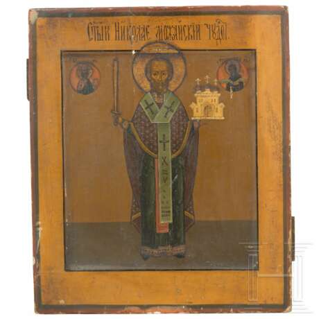 Ikone mit dem Heiligen Nikolaus von Moschaisk, Russland, 19. Jhdt. - photo 1 Ikone mit dem Heiligen Nikolaus von Moschaisk, Russland, 19. Jhdt. - photo 1