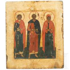 Ikone mit drei heiligen Märtyrern, Russland, um 1700