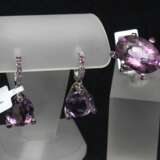 Золотой комплект украшений с аметистами и розовыми сапфирами Золото Other style 21th century г. - фото 4