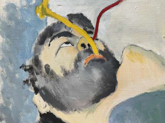 Juri Saarikoski (Finlande n&eacute; en 1961) Portrait de son p&egrave;re mourant 1983 oil painting 20th century - photo 3