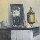 Nature morte russe au samovar XIXe si&egrave;cle huile sur toile oil painting realism 19th century - Foto 2