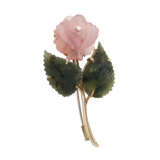 Brosche "Rose" aus Rosenquarz und Nephrit - Foto 2