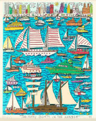 James Rizzi. Too many Boats in the Harbor
