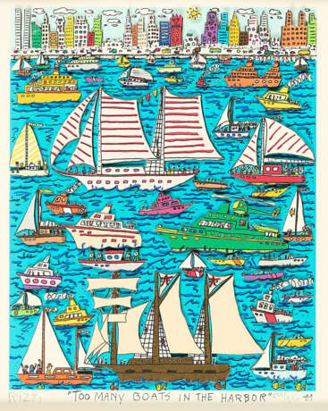 James Rizzi. Too many Boats in the Harbor - фото 1