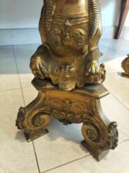 Pair of 19th Century Gilt Bronze Fire Dogs in the Ancient Egyptian Style