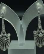 Product catalog. Platinum earrings with 56 natural diamonds