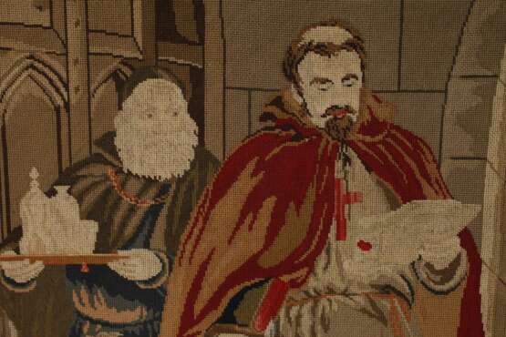 Gobelinstickerei Abgabe des Zehnten im Kloster - photo 2