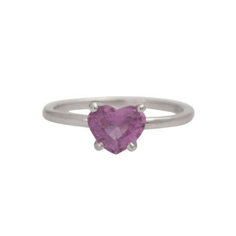 Ring mit rosafarbenem Saphir, herzförmig facettiert, - Foto 1