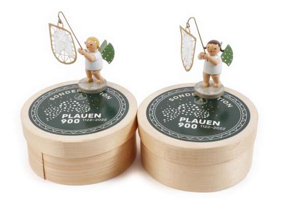 Wendt & Kühn Paar Engel mit Plauener Wappen - photo 1 Wendt & Kühn Paar Engel mit Plauener Wappen - photo 1