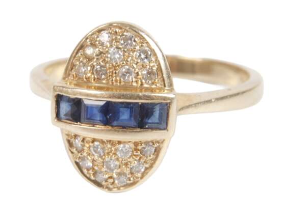 Damenring mit Saphiren und Diamanten - photo 1 Damenring mit Saphiren und Diamanten - photo 1