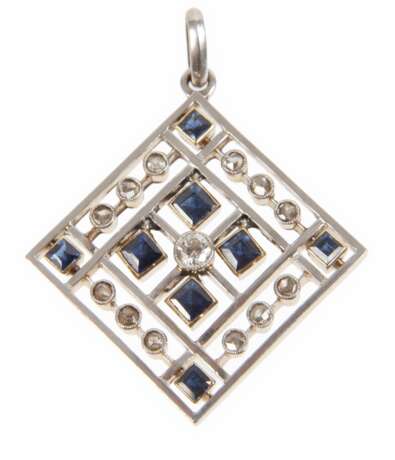 Art déco-Anhänger mit Saphiren und Diamanten - photo 1 Art déco-Anhänger mit Saphiren und Diamanten - photo 1
