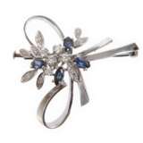 Schleifenbrosche mit Brillanten und Saphiren - Foto 1