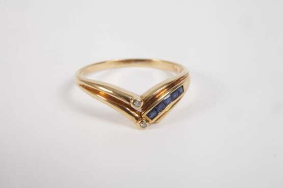 Damenring mit Diamanten und Saphiren - Foto 2 Damenring mit Diamanten und Saphiren - Foto 2