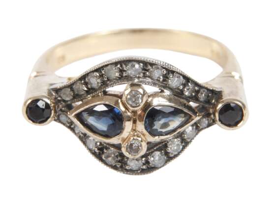 Damenring mit Saphiren und Diamanten - Foto 1