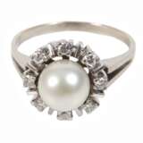 Damenring mit Perle und Brillanten - photo 1