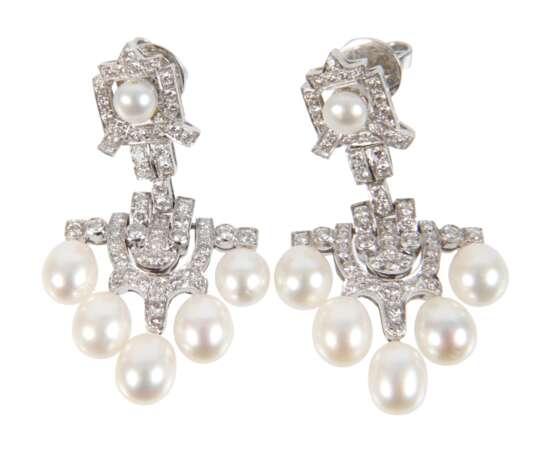 Paar Ohrhänger mit Perlen und Brillanten - photo 1