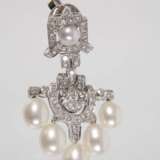 Paar Ohrhänger mit Perlen und Brillanten - photo 2