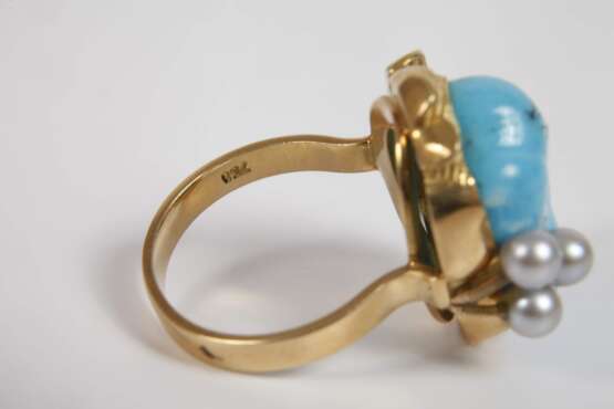 Damenring mit Türkis, Perlen und Brillanten - photo 4 Damenring mit Türkis, Perlen und Brillanten - photo 4