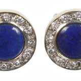 Paar Ohrstecker mit Lapislazuli und Diamanten - photo 1