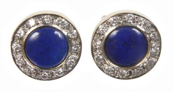 Paar Ohrstecker mit Lapislazuli und Diamanten - photo 1 Paar Ohrstecker mit Lapislazuli und Diamanten - photo 1