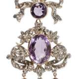 Schleifenbrosche mit Amethysten und Diamanten - photo 1